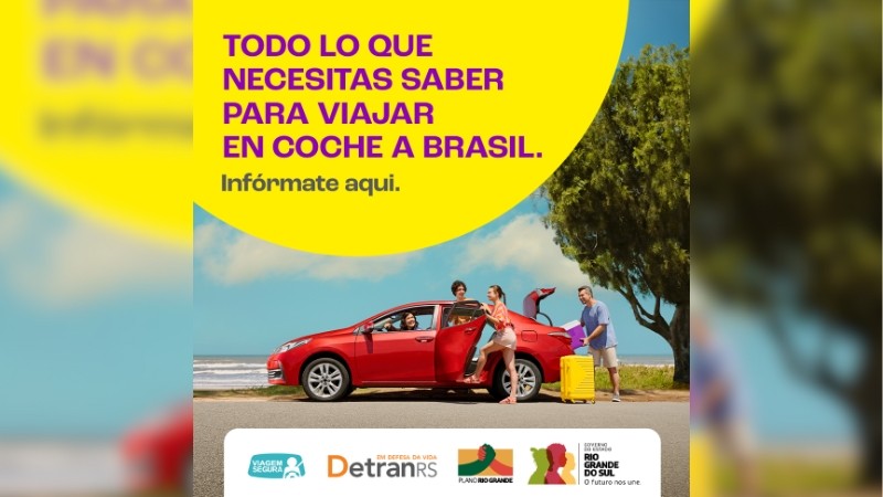 Card com o texto em espanhol: todo lo que necessitas saber para viajar em coche a Brasil